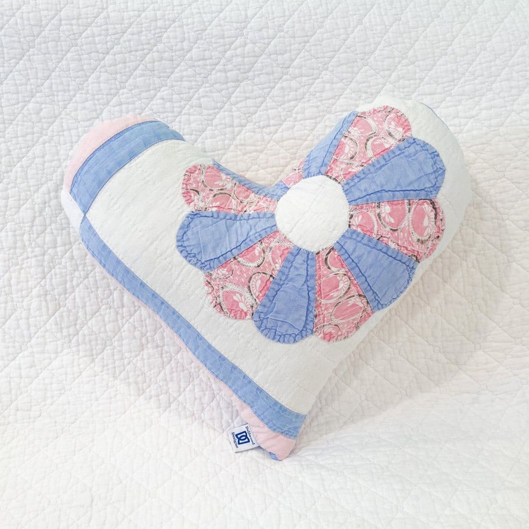 Vintage Quilt Heart Pillow