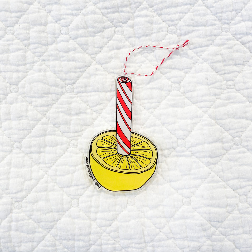 Lemon Peppermint Stick Ornament