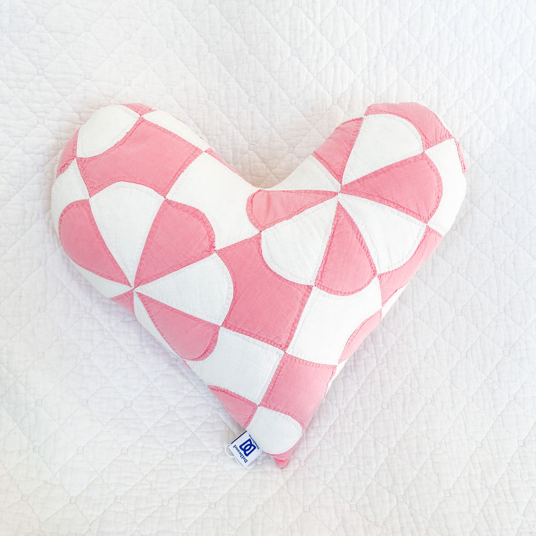 Vintage Quilt Heart Pillow