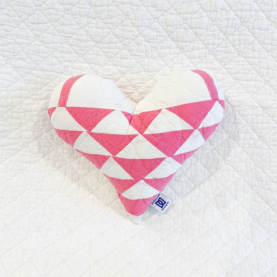 Vintage Quilt Heart Pillow MINI