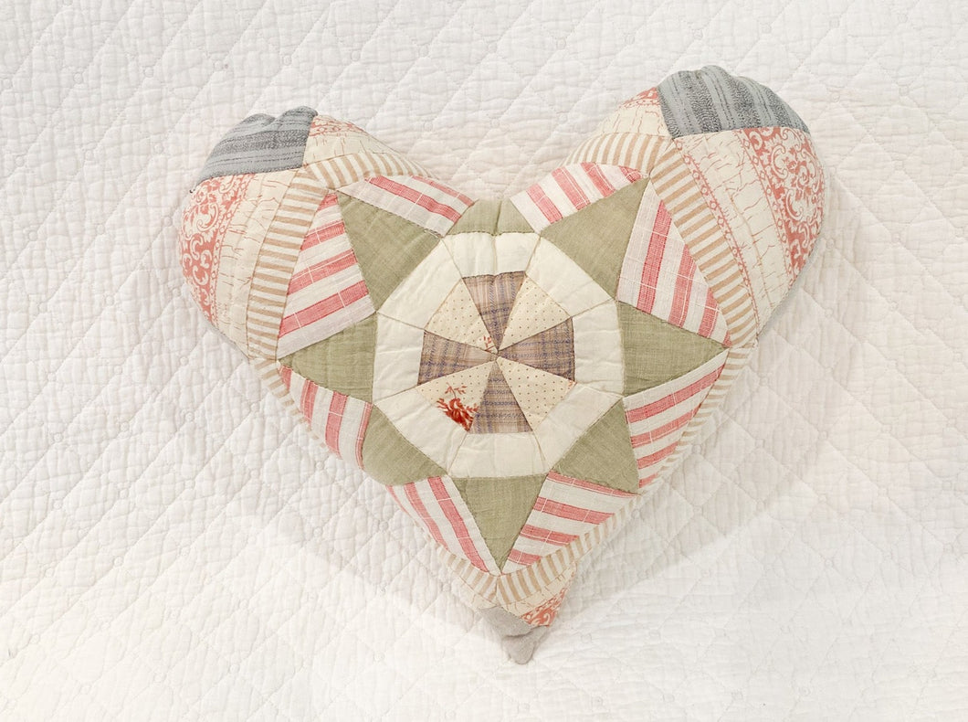 Vintage Quilt Heart Pillow